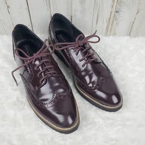Steven by Steve Madden Wingtip Patent Oxford Shoes Maroon Size 8